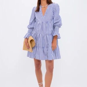 Pomander Place Blue and White Striped Long Sleeve Dress
